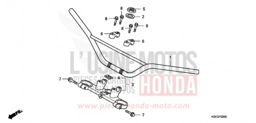 TUYAU DE GUIDON/PONT SUPERIEUR CRF150R8 de 2008